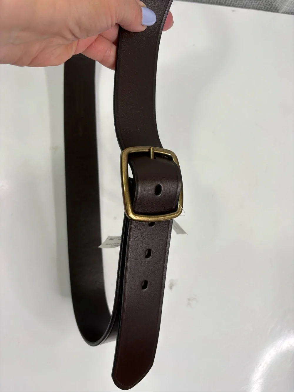 J. Crew Men's Dark Brown Leather Belt with Brass Buckle NWT. Size 38